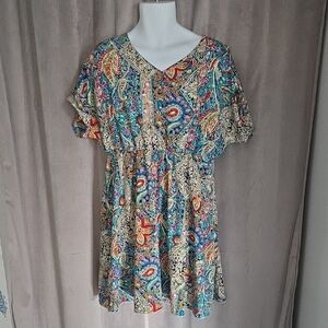 1X (Fits Small) Paisley Print Women Swim Coverup Or Dress